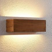 Lindby Benicio houten LED wandlamp, hoekig, 37 cm