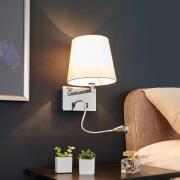 Stoffen wandlamp Leonella met LED leeslampje