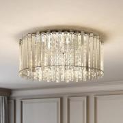 Plafondlamp Lucande Limana, Ø 50 cm, chroom, kristal