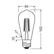 OSRAM LED lamp Edison E27 2.2W Filament 2.700K