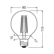 OSRAM LED lamp Globe G80 E27 2,2W Filament 2.700K