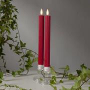 LED kaars Flame Stripe, rood, 25 cm, wax, batterij set van 2