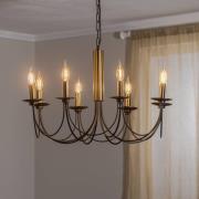 Kroonluchter Dofa, messing antiek/zwart 8-lamps