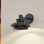 Lindby buitenwandlamp Thais, zwart, ijzer, Ø 25 cm