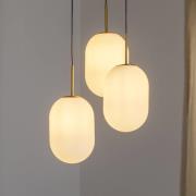 Hanglamp Alias, metaal goudkleurig opaalglas, 3-lamps rond