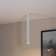 Plafondspot Tecno 1XL, staal, GU10, hoogte 60 cm, wit