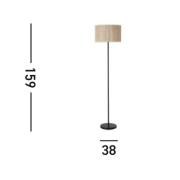 Vloerlamp Meadow, zwart, bruin, natuurvezel, staal