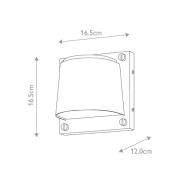 Scout buitenwandlamp, wit satijn, IP44, 16,5 cm x 16,5 cm