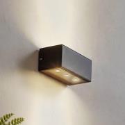 Lucande LED buiten wandlamp Selim, lengte 15,3 cm, zwart