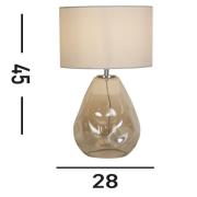 Devon tafellamp, wit/crème, hoogte 44,5 cm, textiel/glas