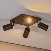 Sado plafondspot, 4-lamps, antraciet, staal, verstelbaar