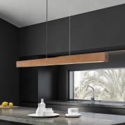LED-hanglamp van hout Teo, walnoot, 126 cm, touchdimmer