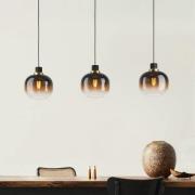 Hanglamp Oilella, zwartbruin, lengte 95 cm, glas, 3-lamps.