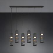 Stream hanglamp, zwart Lengte 100 cm 6-lamps metaal GU10