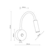 Wandlamp Lagos USB, 27 cm, zwart, leeslamp, G9