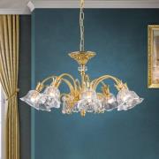 Hanglamp La Boheme, goud, 8-lamps, kristalglas
