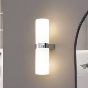 Lucande Basolo badkamer wandlamp, chroom, hoogte 31.5cm, glas, IP44