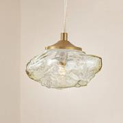 Lindby hanglamp Piatra, barnsteen/messing, glas, Ø 16 cm, G9