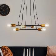 Hanglamp Bravo 6-lamps met koperen details, zwart