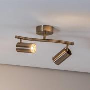 Plafondspots, messing antiek, 2-lamps