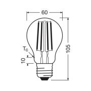 OSRAM LED lamp Filament E27 3.8W 827 EEK A 3-pack