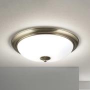 Empire plafondlamp, Ø 48 cm, antiek messing, mat opaalglas