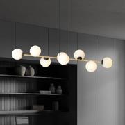 Hanglamp Glassy, 8-lamps, zwart/goud/opaal