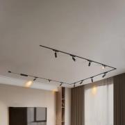 Railsystem 48V Lumaro, spots, 11-lamps zwart, Ø4cm, dimbaar