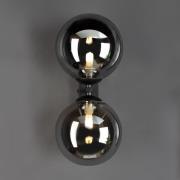 Wandlamp Neptun 2-lamps zwart met rookglasbol