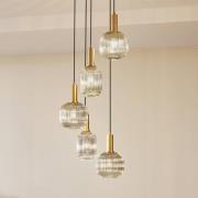 Lindby Doroteo hanglamp, 5-lamps, grijs, glas
