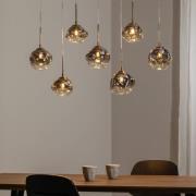 Herman hanglamp, 7-lamps, goudkleurig, lengte 97 cm, glas