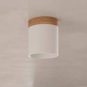 Plafondspot Rif, wit, Ø 12 cm, hout, aluminium