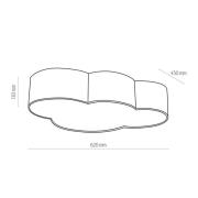 Plafondlamp Cloud, roze, 63 cm lang, textiel, wolk, E27
