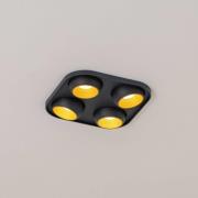 Bega LED inbouwspot Studio Line zwart/messing, 4-lamps.