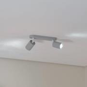 Plafondspot Livia, grijs, 35 cm, 2-lamps, metaal, GU10