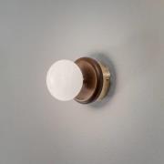 Tolosa wandlamp, messingkleurig, Ø 12 cm, glas, hout