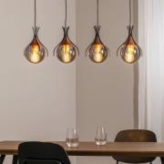 Hanglamp Sinka rookgrijs/antiek goud 80 cm glas/metaal 4flg.