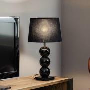 Textiel tafellamp Fulda, glasdecor, zwart