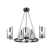 Kroonluchter Padrela, Ø 68 cm, zwart-chroom 6-lamps