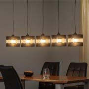 Hanglamp Helen zwart-goud balk 5-lamps
