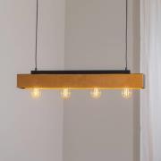 Plafondlamp Miluza, zwart/bruin, lengte 76 cm, hout, 4-lamps.