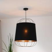 Lantern Medium hanglamp, zwart/goud, stof, E27