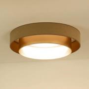LED plafondlamp Luneta, fluweel beige/goud, Ø 60 cm, 3-traps dimbaar