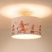 Plafondlamp Ferdi Kids, textiel, wit, bont
