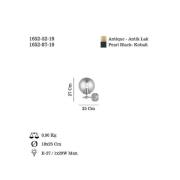 Portemo wandlamp, rookgrijs/nikkel, hoogte 27 cm, glas