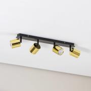 Plafondspot Demia, zwart/messingkleurig, 66 cm, GU10