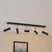 Axion plafondlamp, 5-lamps, zwart/goud, lang, staal