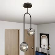 Atria plafondlamp, rookgrijs/zwart, hoogte 76 cm, 2-lamps.
