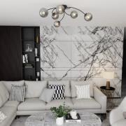 Vibra plafondlamp, rookgrijs/zwart, lengte 97 cm, 6-lamps.