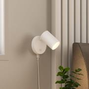 CAN TILT wandspot, wit, Ø 10 cm, metaal, schakelaar, USB